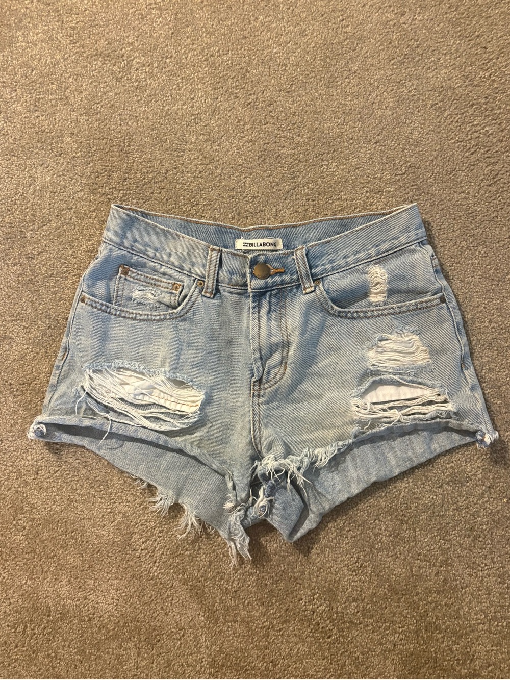 Billabong Light Blue Distressed Denim Women's Shorts